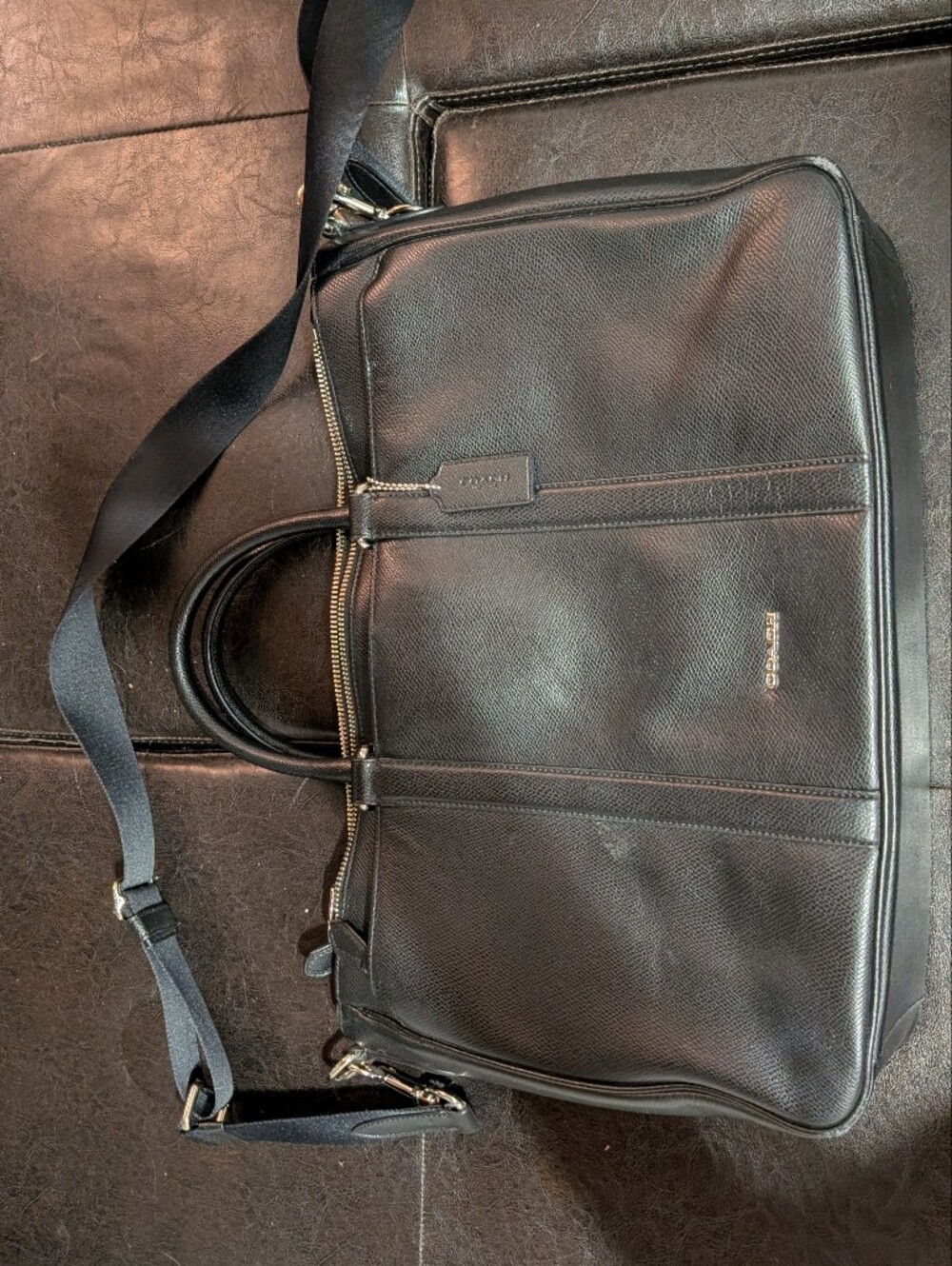 Coach Black Leather Laptop Messenger Bag